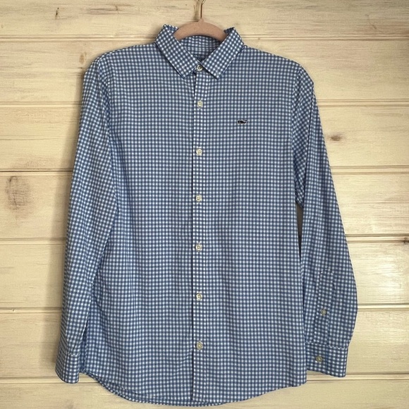 Vineyard Vines Other - Vineyard Vines Performance Shirt Boys L 16 Blue Plaid Long Sleeve Button Down